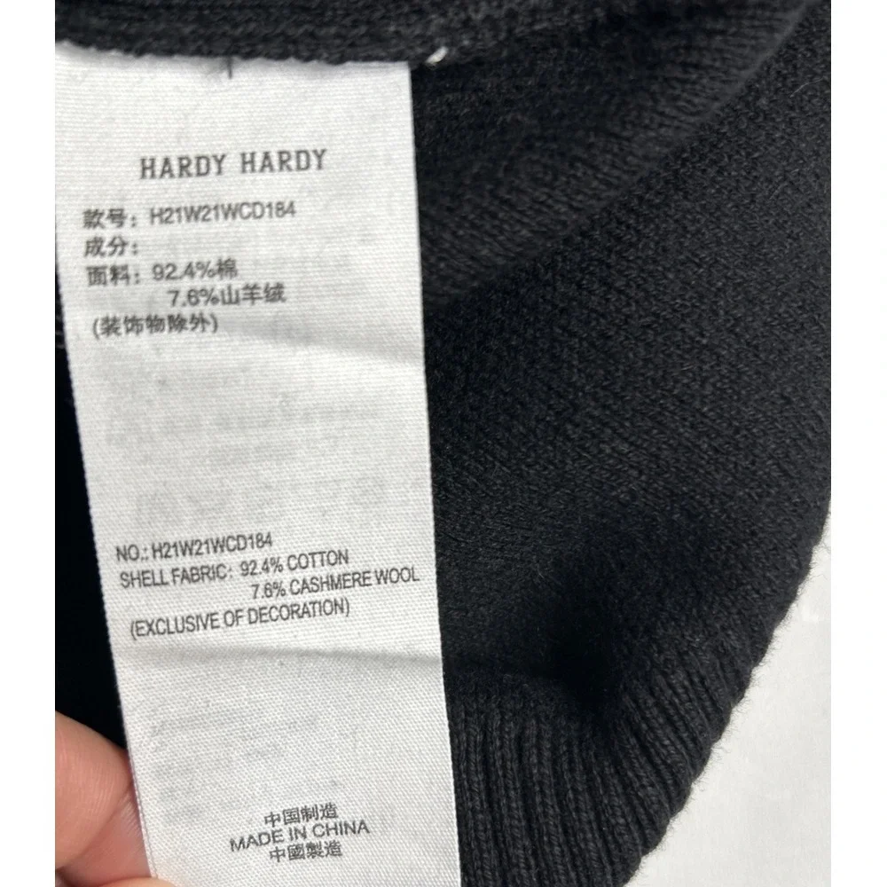 HARDY HARDY Women's Cardigan  Medium Black Red White Panda Bedazzled + Graphic